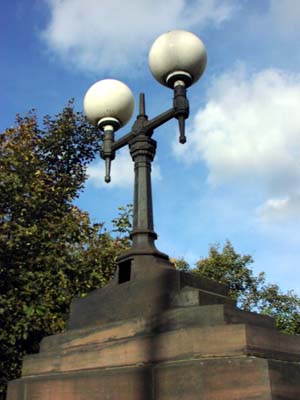 Mackenzie And Moncur columns and brackets on an Edinburgh bridge fitted with Philips Precinct lanterns